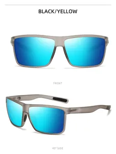 Front and 45-degree side views of square frame outdoor cycling polarized sunglasses