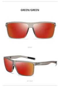 Front and 45-degree side views of grey frame sports sunglasses with red mirror lenses