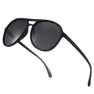 Polarisierte Sportsonnenbrille mit matt-schwarzem Aviator-Rahmen für Angeln und Sport