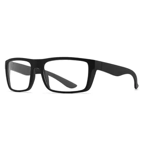 Classic black rectangular frame anti-blue light glasses for men, ideal for gaming and sleep