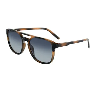 Lunettes de soleil polarisées pour hommes avec monture écaille à double pont chic