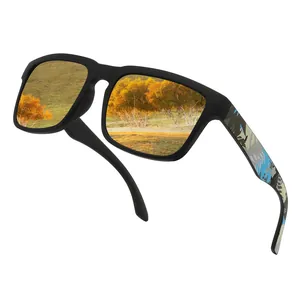 Lunettes de soleil polarisées de sport avec monture noire mate et verres miroir d'automne