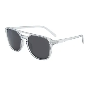 Lunettes de soleil polarisées pour hommes avec monture carrée transparente et double pont