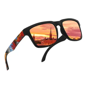 Lunettes de soleil de sport polarisées à monture carrée et reflet de coucher de soleil