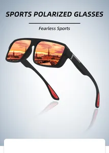 Close-up of black sports polarized sunglasses with orange sunset mirrored lenses for cycling
