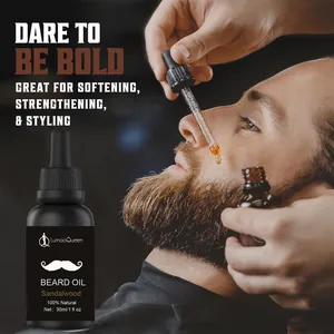 Professional sandalwood beard oil for softening and styling in 30ml dropper bottle.