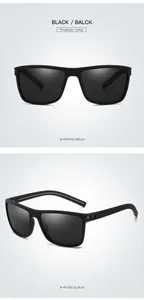 Close-up detail of black polarized sports sunglasses showing front and side angles