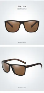 Close-up detail views showing the front and side of brown polarized sports sunglasses