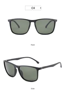 Gafas de sol cuadradas polarizadas con montura negra mate y lentes verdes