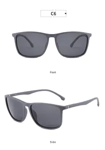 Gafas de sol polarizadas cuadradas elegantes con montura gris mate en dos vistas