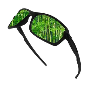 Premium polarized sports sunglasses with high-definition green bamboo reflection