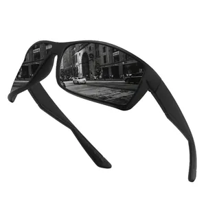 Professional matte black polarized sports sunglasses for cycling and outdoor driving