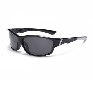 Sleek black sport cycling polarized sunglasses for men and women outdoor driving.