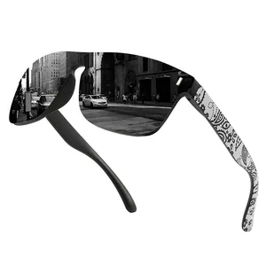Macro view of oversized cycling sunglasses featuring urban monochrome lens reflection.