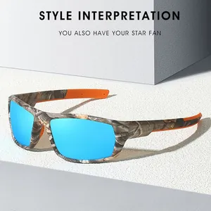 Lunettes de soleil de sport polarisées camouflage avec verres bleus pour le vélo