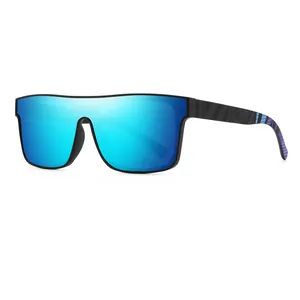 Occhiali da sole sportivi oversize con lenti blu a specchio per ciclismo e guida all'aperto.