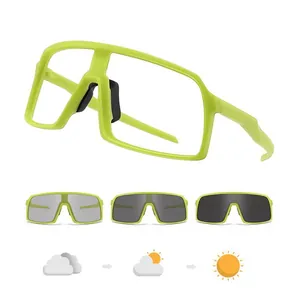 Photochromic cycling glasses with fluorescent green frame for outdoor day and night use