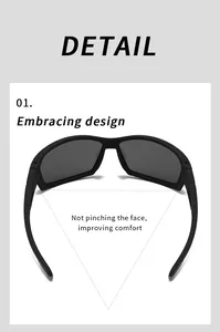 Vue détaillée du design ergonomique des lunettes de soleil de sport polarisées noires
