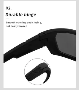 Gros plan sur la charnière durable et la branche antidérapante des lunettes de soleil sport