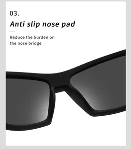 Détail des plaquettes de nez antidérapantes sur des lunettes pilote polarisées carrées