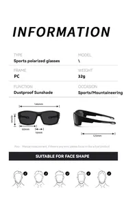 Guide des tailles et spécifications techniques pour lunettes de soleil sport polarisées