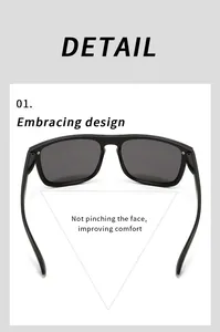 Detailed view of black frame sunglasses showing comfortable embracing design feature.