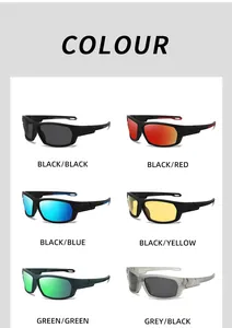 Détails des lunettes de soleil sport polarisées en plusieurs couleurs, noir rouge et bleu