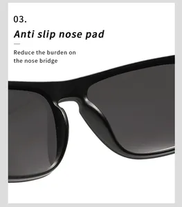 Detailed macro view showing the anti-slip nose pad feature of black polarized cycling sunglasses.