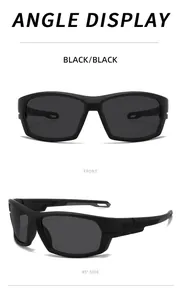Affichage professionnel de face et de côté de lunettes de soleil sport polarisées noires
