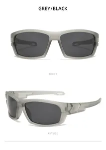 Lunettes de soleil de sport aviateur polarisées professionnelles en gris mat et noir