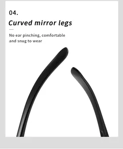 Detail view of curved mirror legs on sports cycling polarized sunglasses for comfort