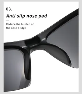 Close-up of anti-slip nose pad on polarized sports sunglasses detail view.