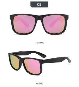 Detailed views showing positive and 45-degree side angles of pink polarized sunglasses.