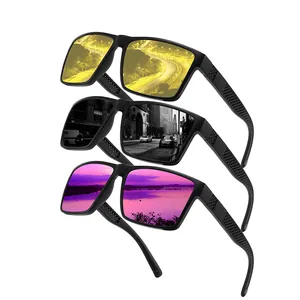 Set of outdoor sports polarized sunglasses with night vision and reflective lenses