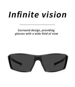 Polarized sports sunglasses featuring a wraparound design for infinite wide vision.