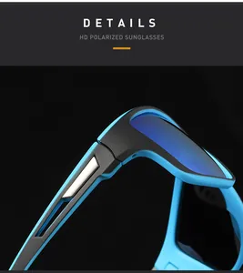 Detailansicht des blau-schwarzen Rahmens der polarisierten Sportsonnenbrille für Herren