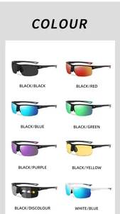 Muestra de gafas de sol deportivas polarizadas para hombre en varios colores de lentes