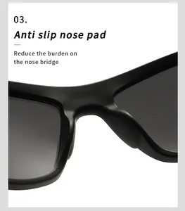 Detailed macro view of comfortable anti slip nose pad on black polarized sports sunglasses