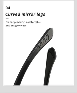 Macro detail showing the curved black temple legs of polarized sports sunglasses for comfort