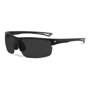 Gafas de sol deportivas polarizadas hombre montura negra de media montura para ciclismo