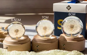 Handgemachte Pusteblume Kristallkugel Spieluhr in den Größen 6,5cm, 7cm und 8cm