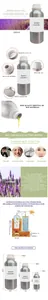Detailed infographic of pure lavender essential oil showing process and bottle sizes