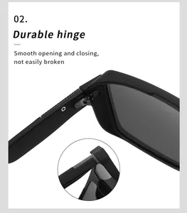 Close-up detail view of the durable metal hinge on matte black polarized sports sunglasses