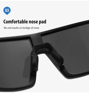 Detail shot of the comfortable integrated nose pads on black polarized cycling sunglasses