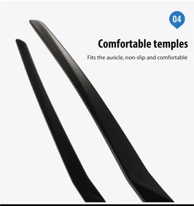 Detail view of comfortable, non-slip temples on matte black polarized sunglasses