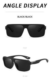 Large frame polarized sports sunglasses with black matte finish and UV protection