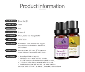 Tableau d'information sur les huiles essentielles de lavande et bergamote 10ml avec précautions