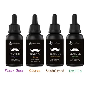 Set of four 30ml natural beard oils in Clary Sage, Citrus, Sandalwood, Vanilla