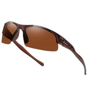 Men's square half-frame polarized sports sunglasses for outdoor cycling and driving