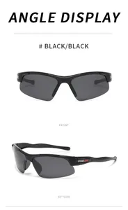 Detailed multi-angle view of black polarized sports sunglasses showing front and side perspectives